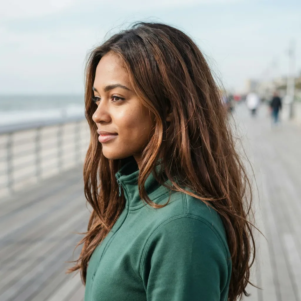 Smoky brown highlights on deep brown hair