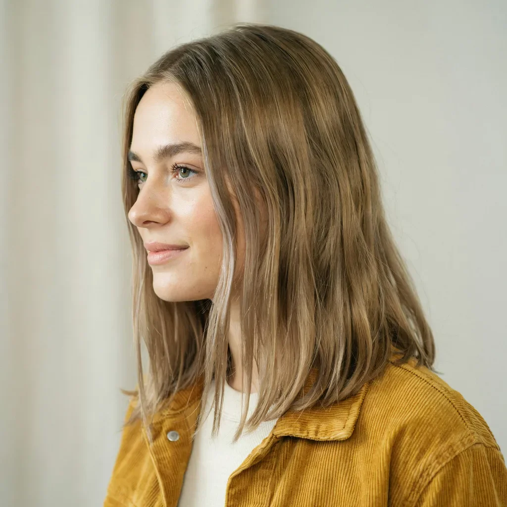 Smoky lavender light brown hair color