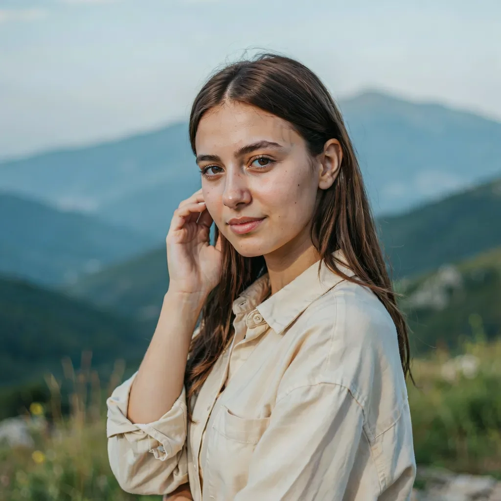 Soft brown curtain bangs on light brown hair