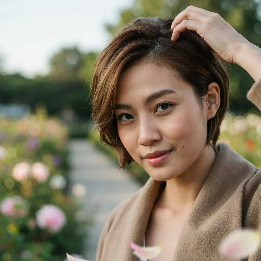 Soft pixie cut with layered sideburns hairstyle