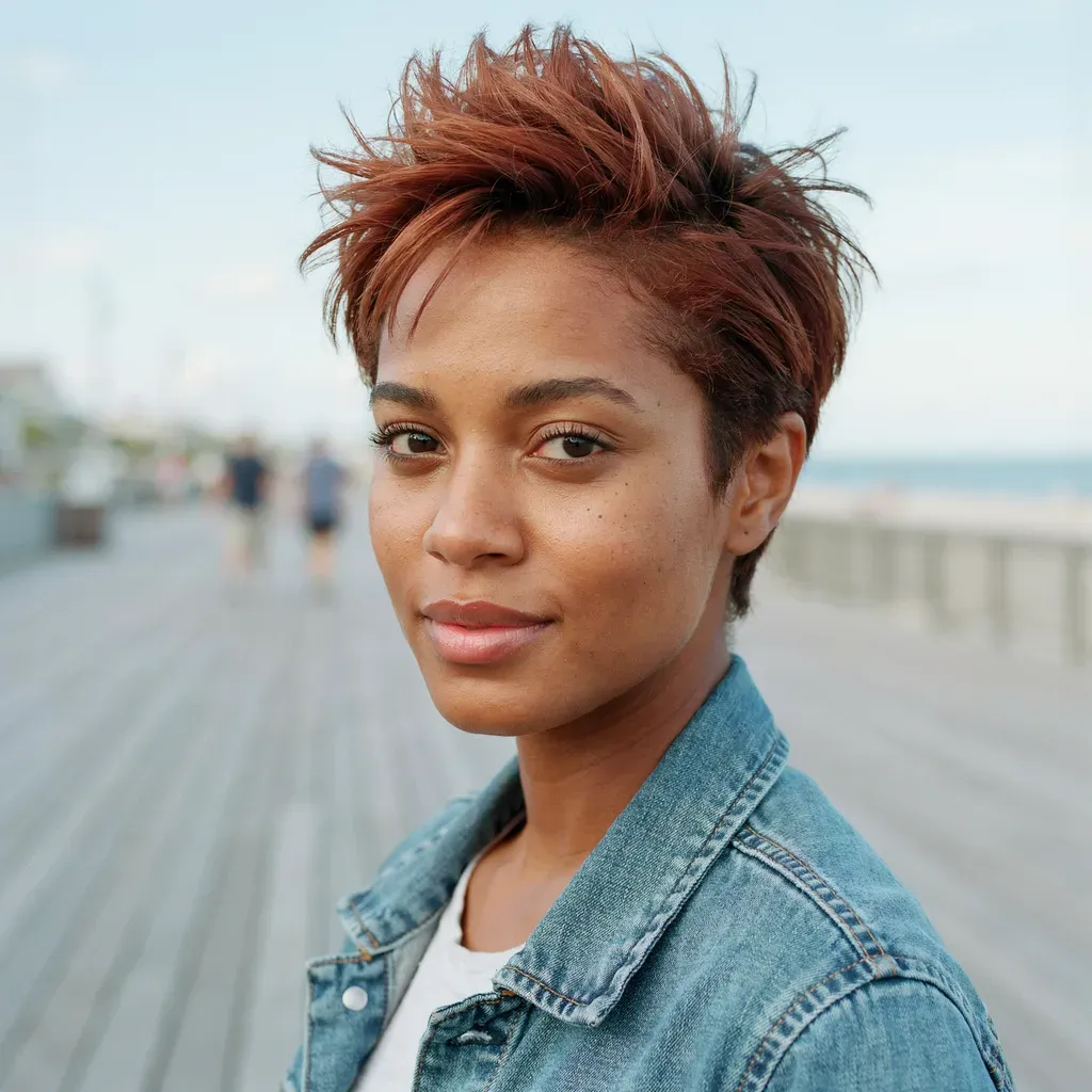 Spiky pixie cut with short cropped fringe hairstyle