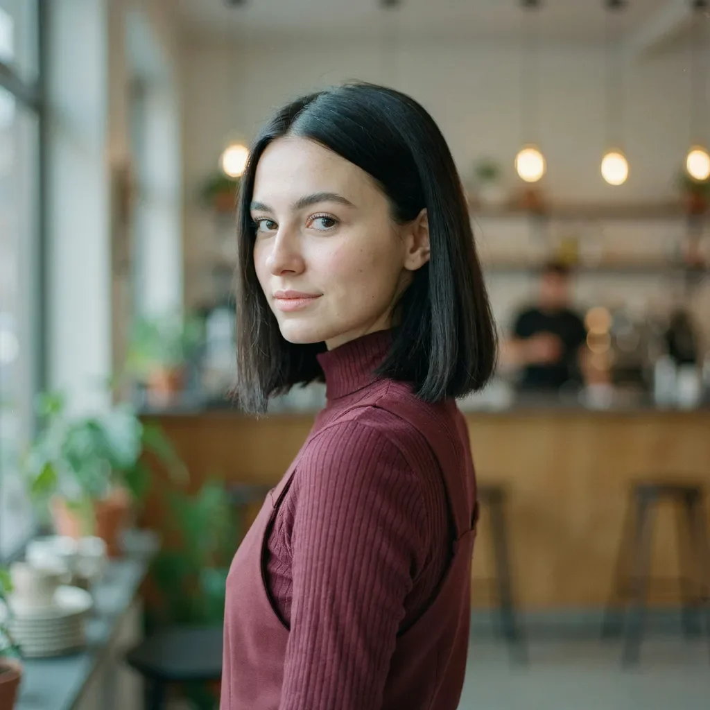 Stacked long bob with angled front hairstyle