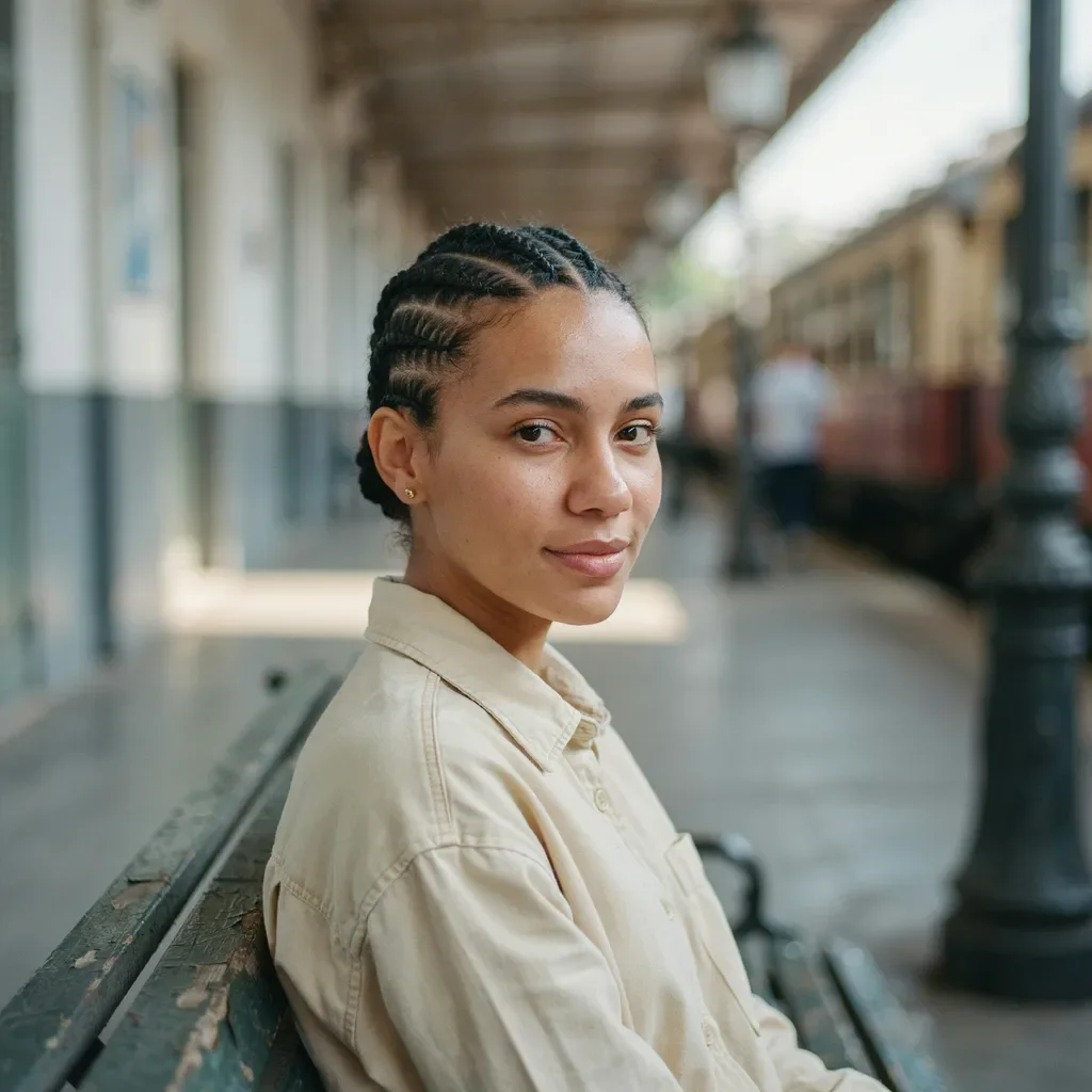 Stitch cornrows with sharp lines hairstyle