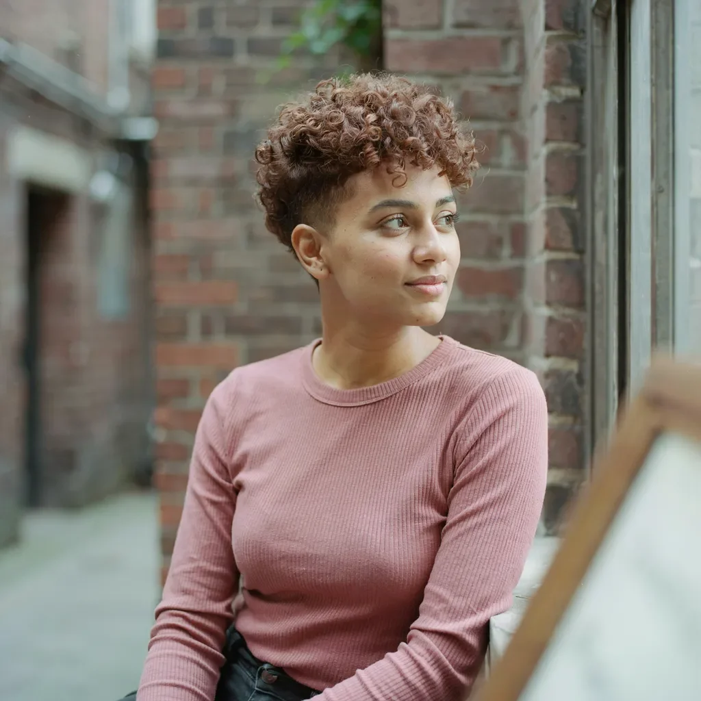Tapered cut with temple fade curly hairstyle