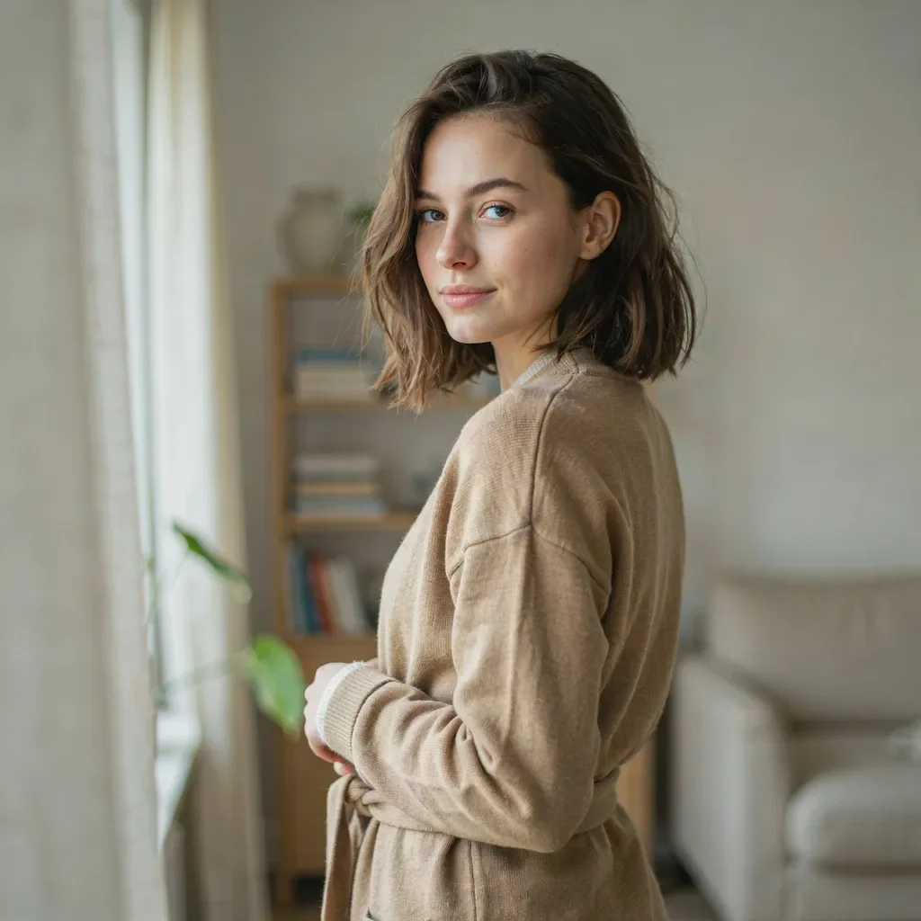 Textured long bob with choppy layers hairstyle