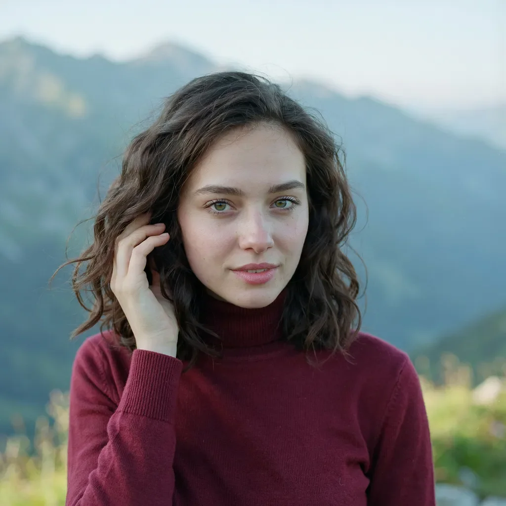 Tousled bedhead waves with dark cherry undertone hairstyle