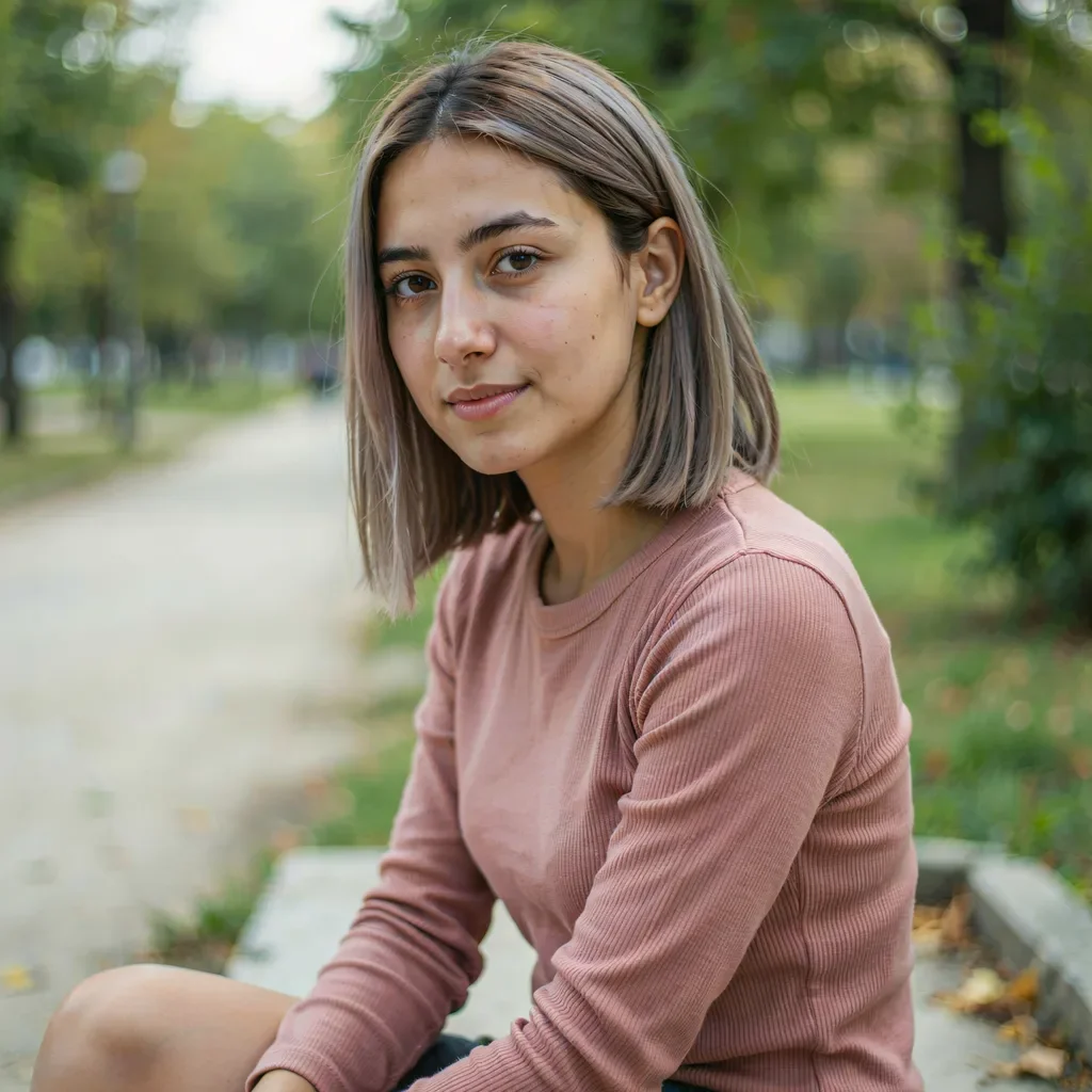 Tucked-behind-the-ear smooth bob hairstyle