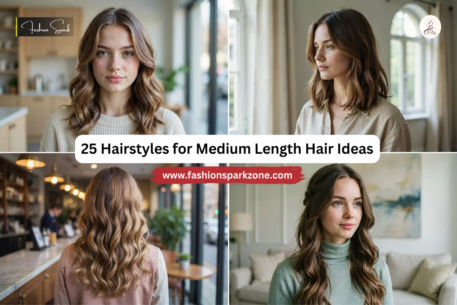 A collection of twenty five versatile hairstyles for medium length hair ideas including waves braids and sleek updos.
