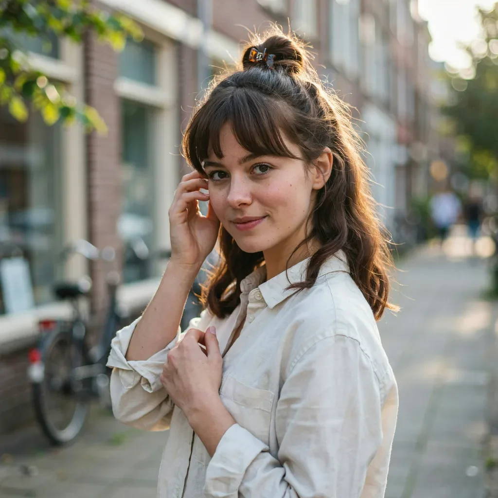 Twisted half-up style with small claw clip hairstyle