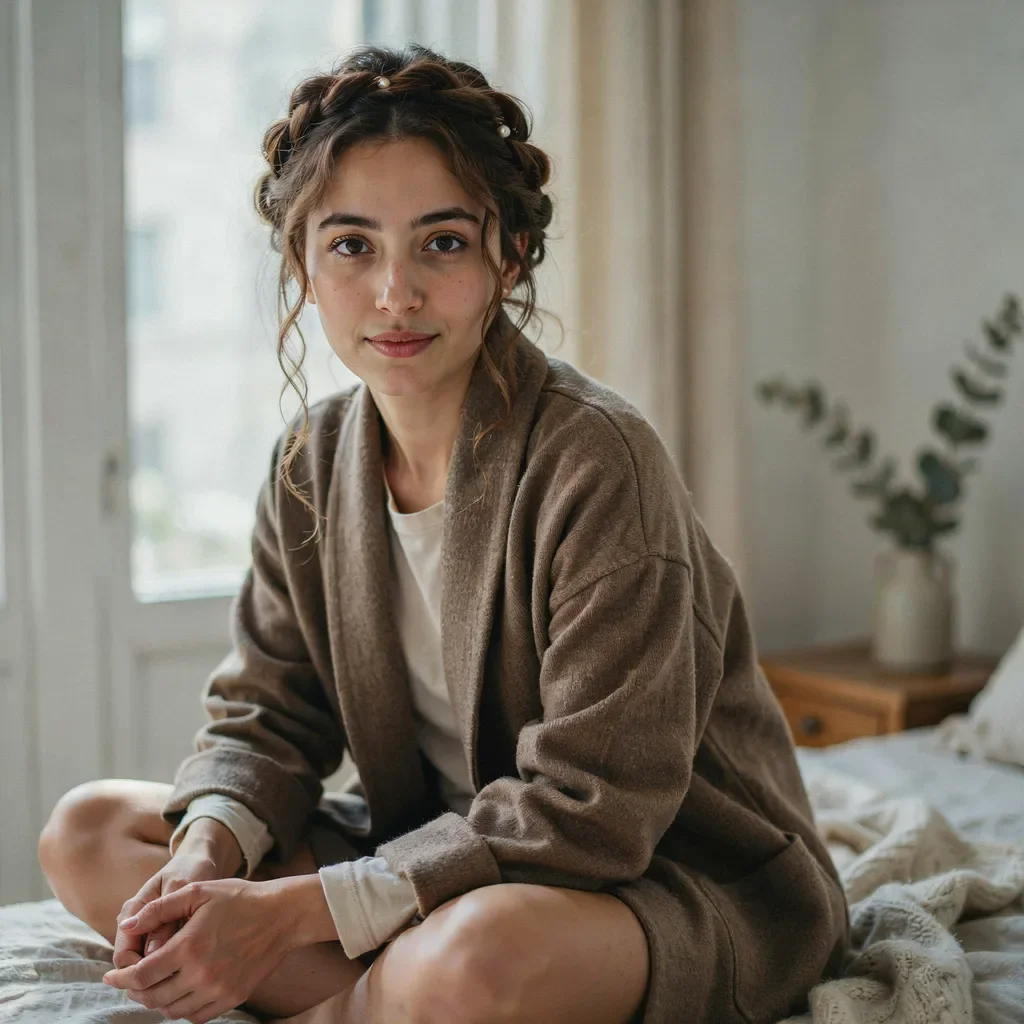 Twisted light brown hair updo style