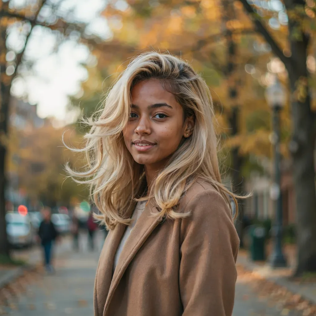 Voluminous blowout with rolled ends hairstyle