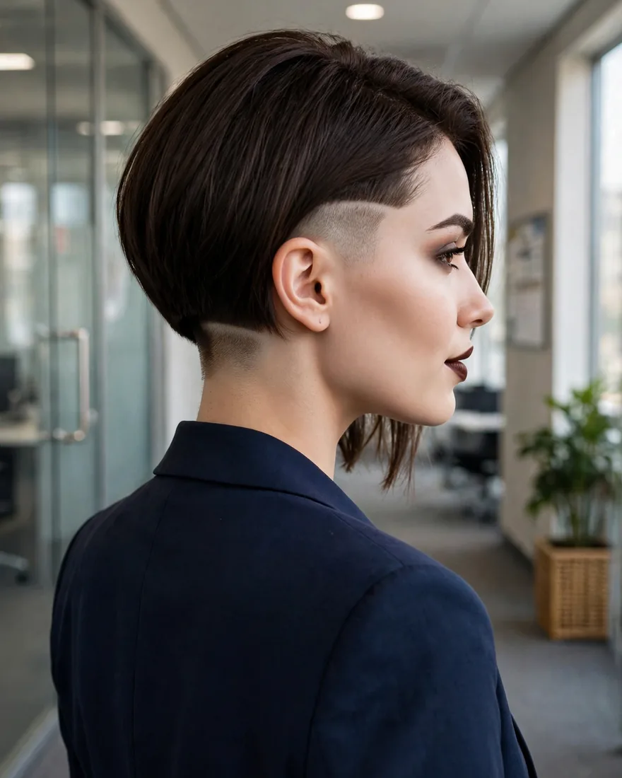 Angled Bob With an Undercut Nape