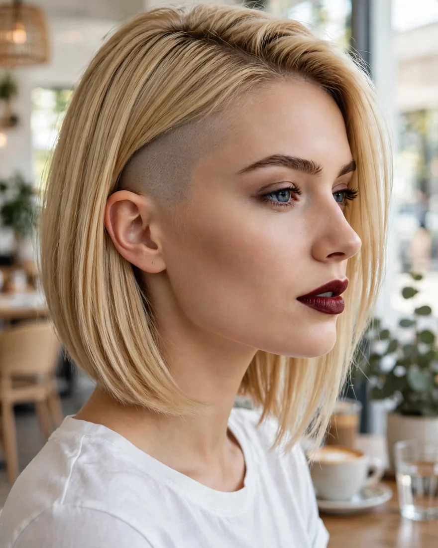 Asymmetrical Bob With a Shaved Side