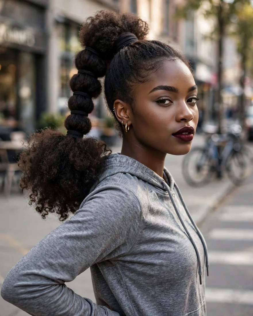 Banded Natural Ponytail With Puff