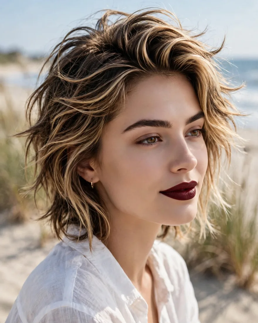 Beachy texture wolf cut without bangs