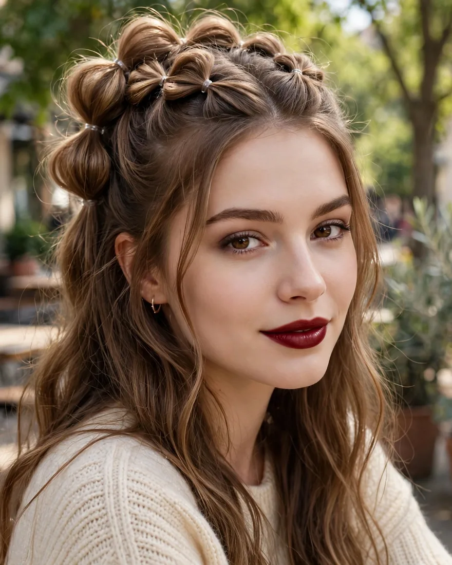 4. Half-Up Braided Bubble Style