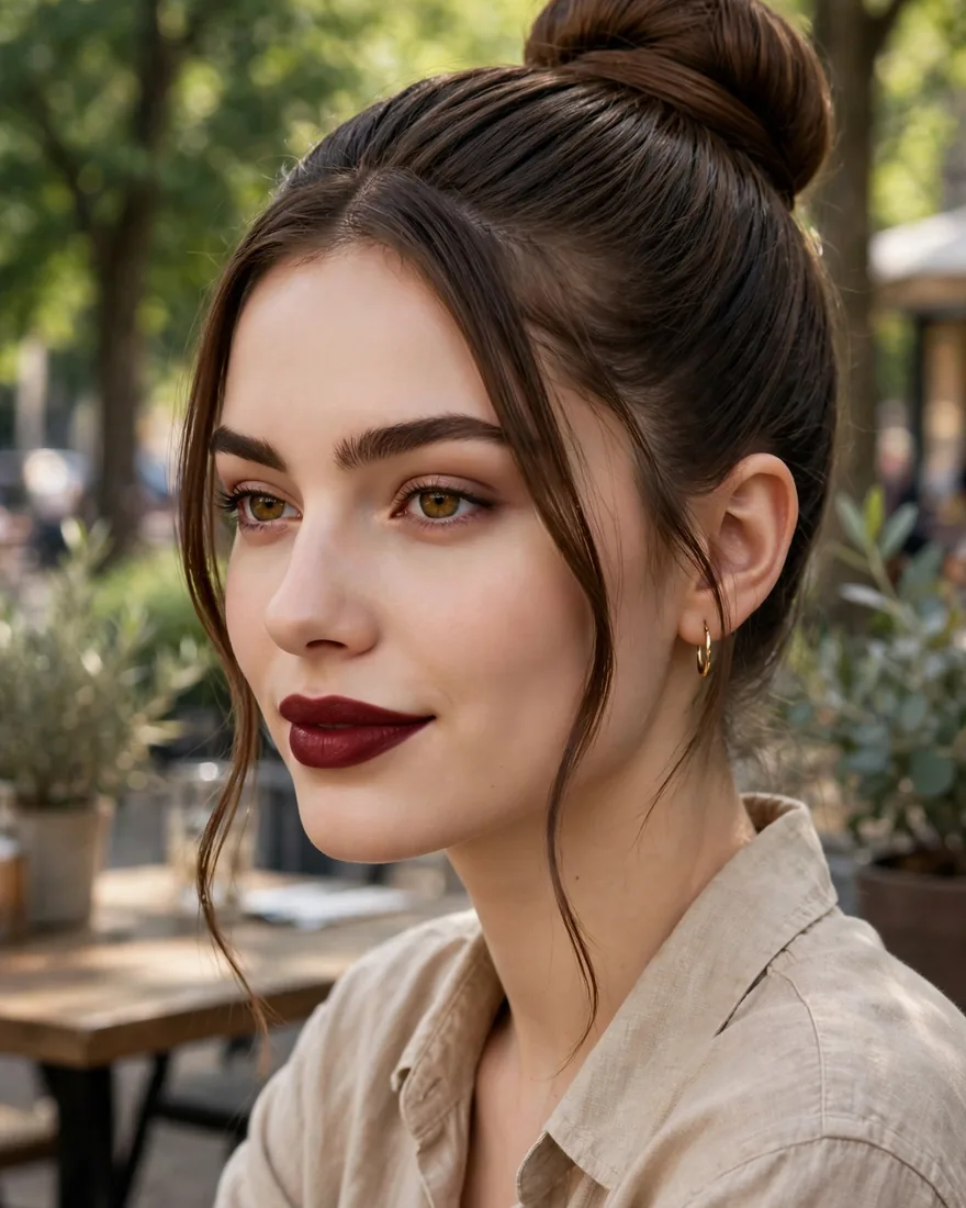 9. Sleek High Bun With Face-Framing Pieces