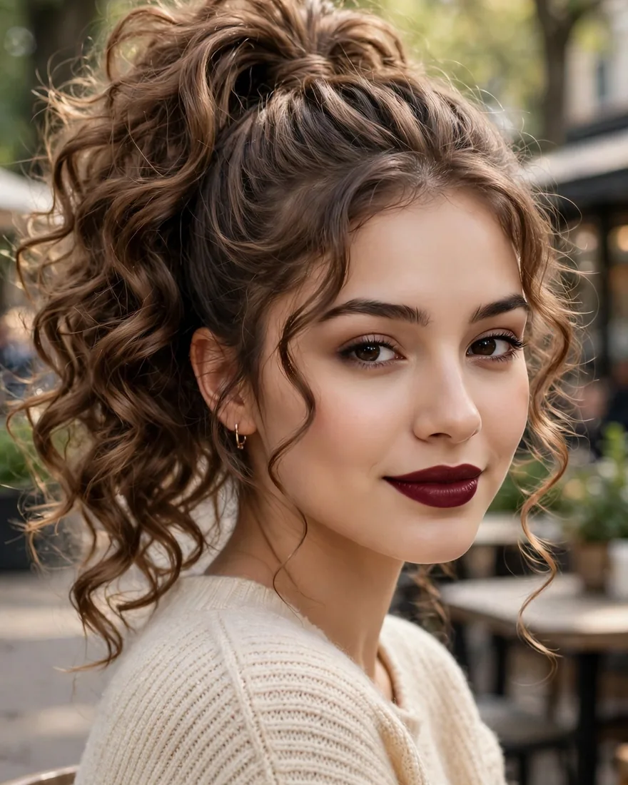 1. Soft Curl High Ponytail