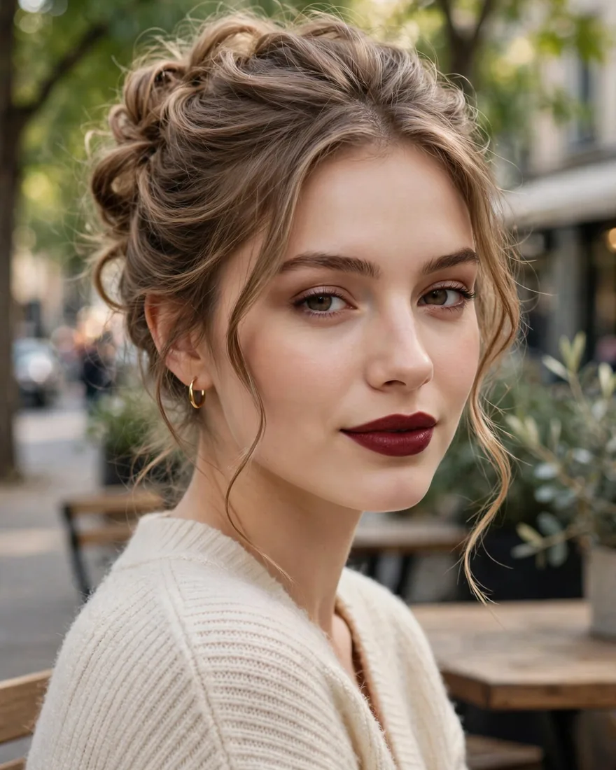 6. Soft Glam Updo With Face-Framing Tendrils