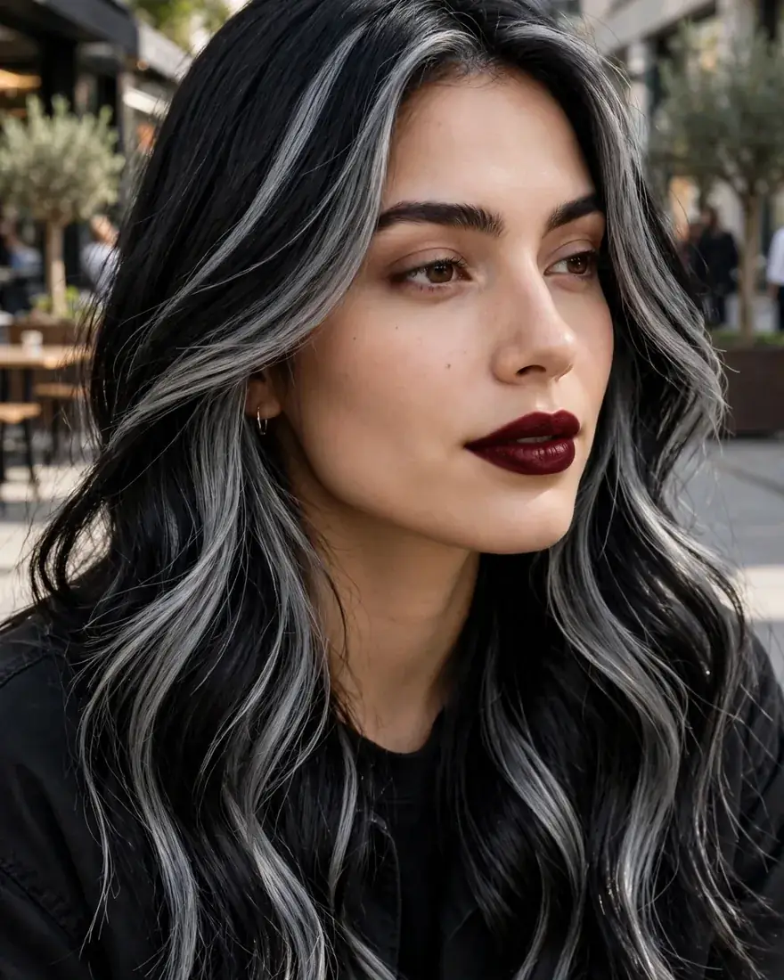 Black Hair With Gray Foil