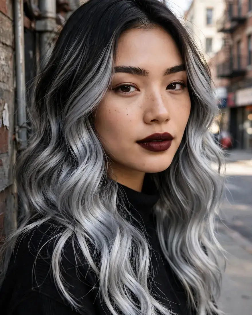 Black to Silver Balayage