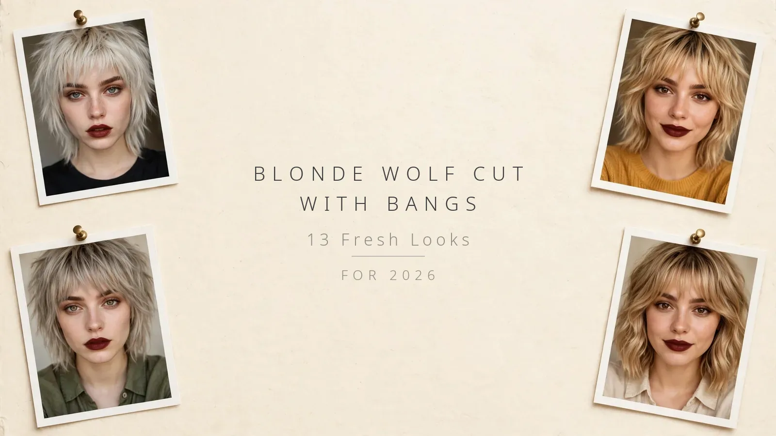 Blonde wolf cut with bangs - 13 fresh looks photo collage