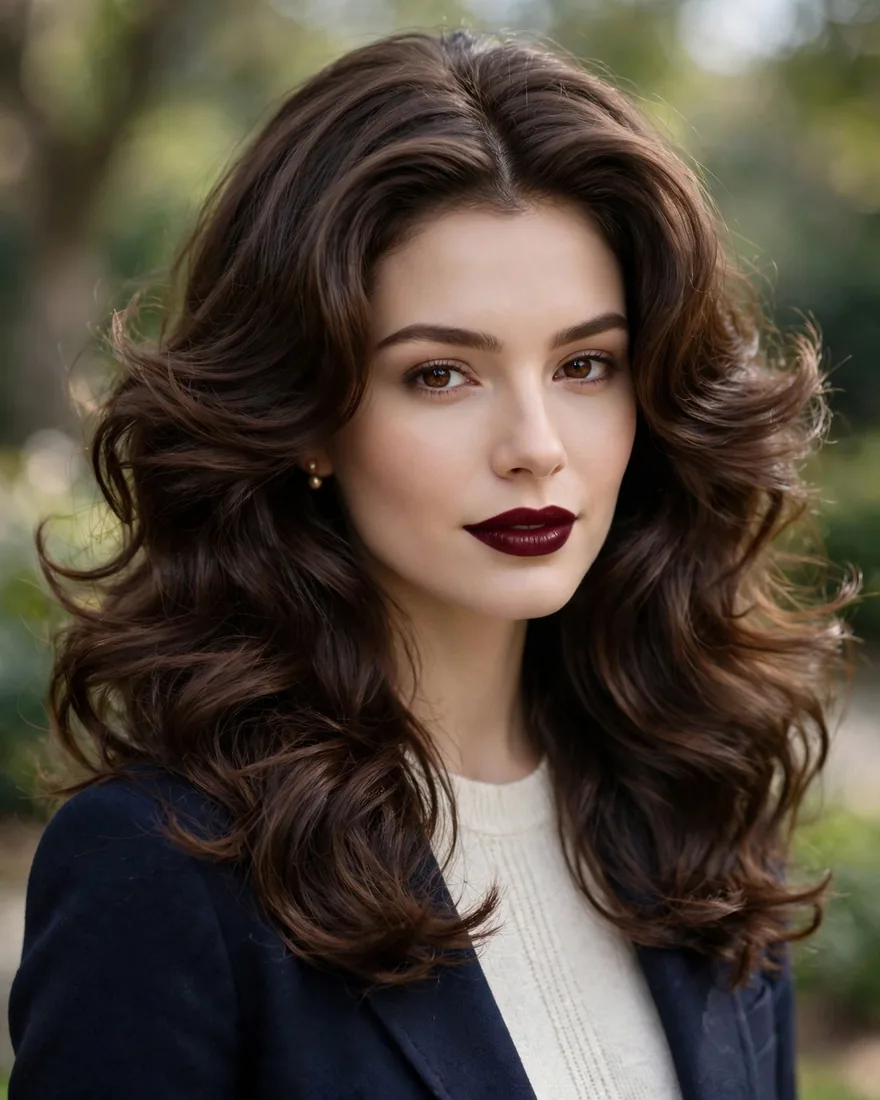 Center-Parted Brunette Blowout