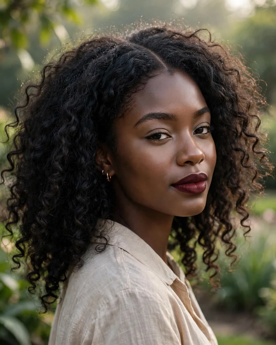 Center-Parted Curls Air-Dried