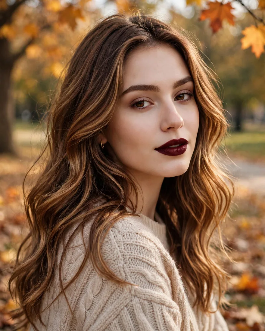 Chestnut Balayage on Golden Brown