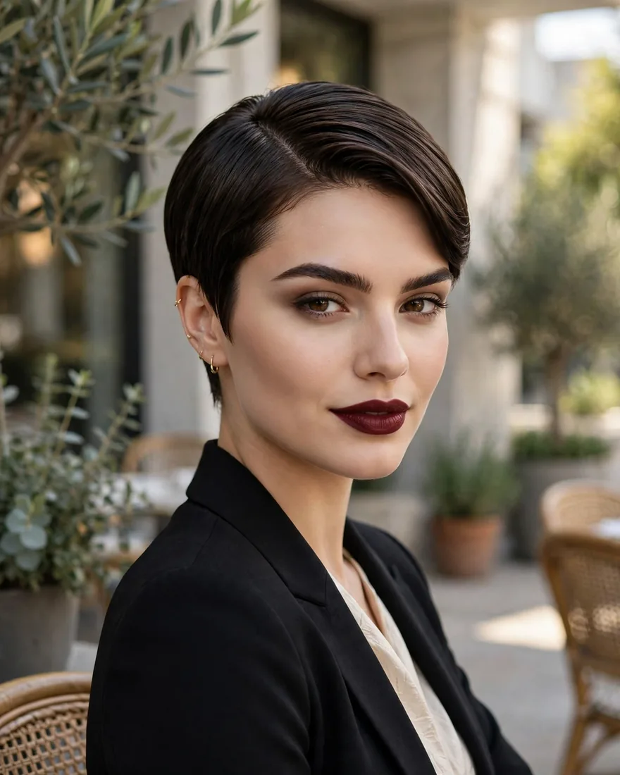Classic Sleek Pixie Deep Side Part