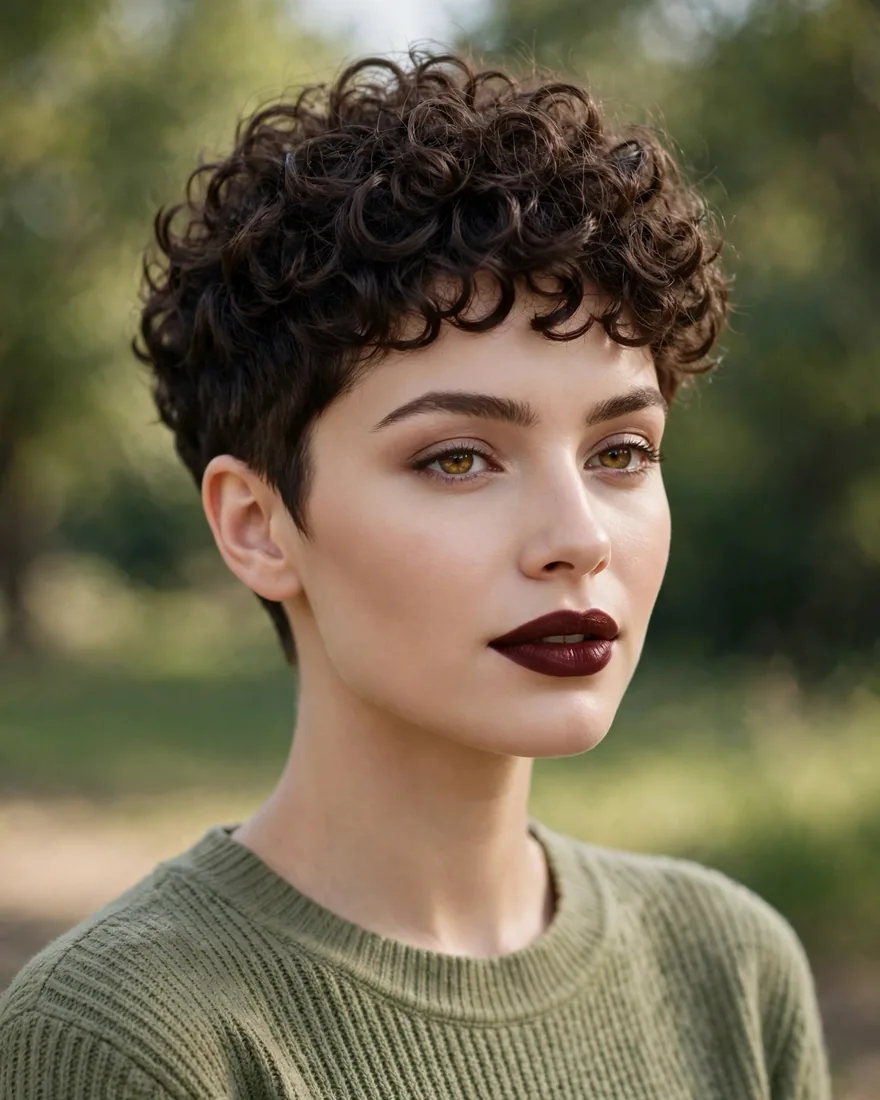 Classic Tapered Curly Pixie