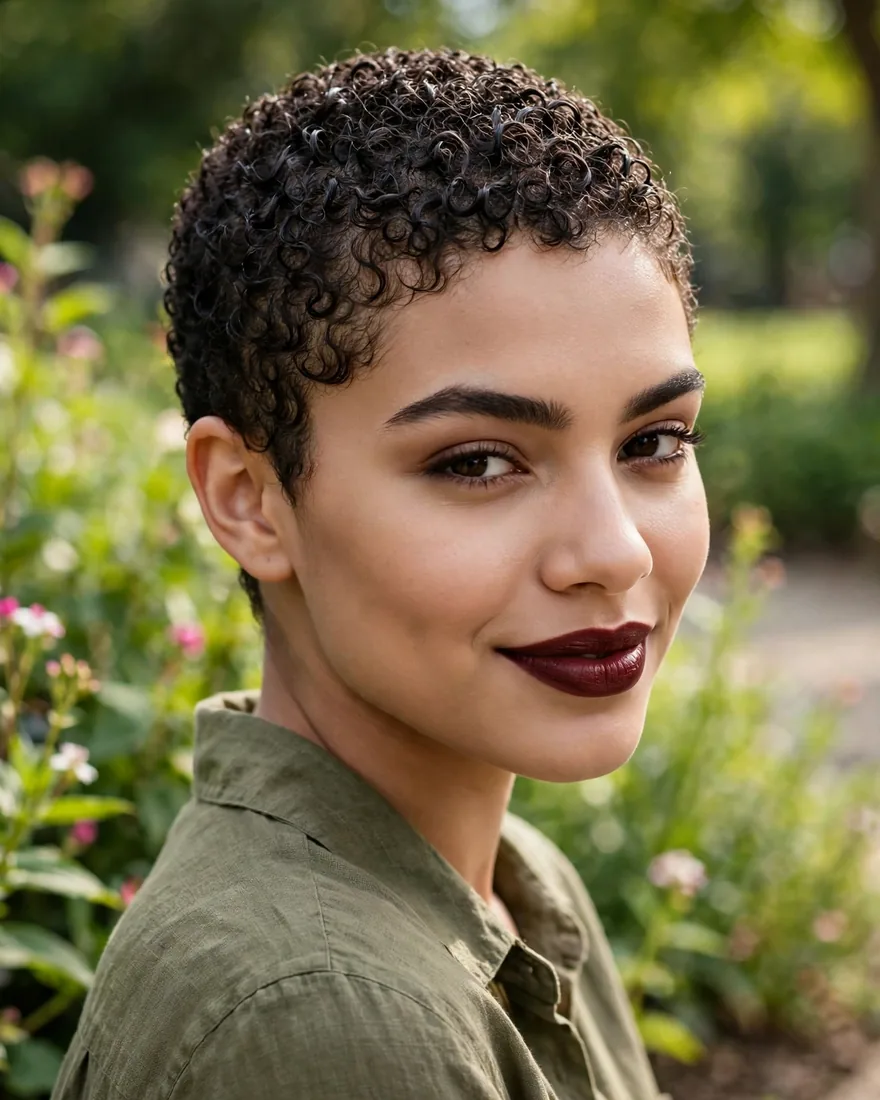 Curly Buzz Cut Women