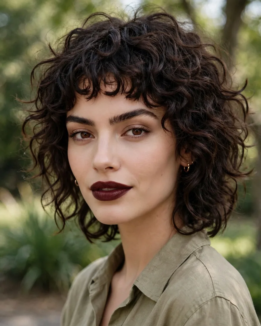 Curly Shag With Micro Bangs