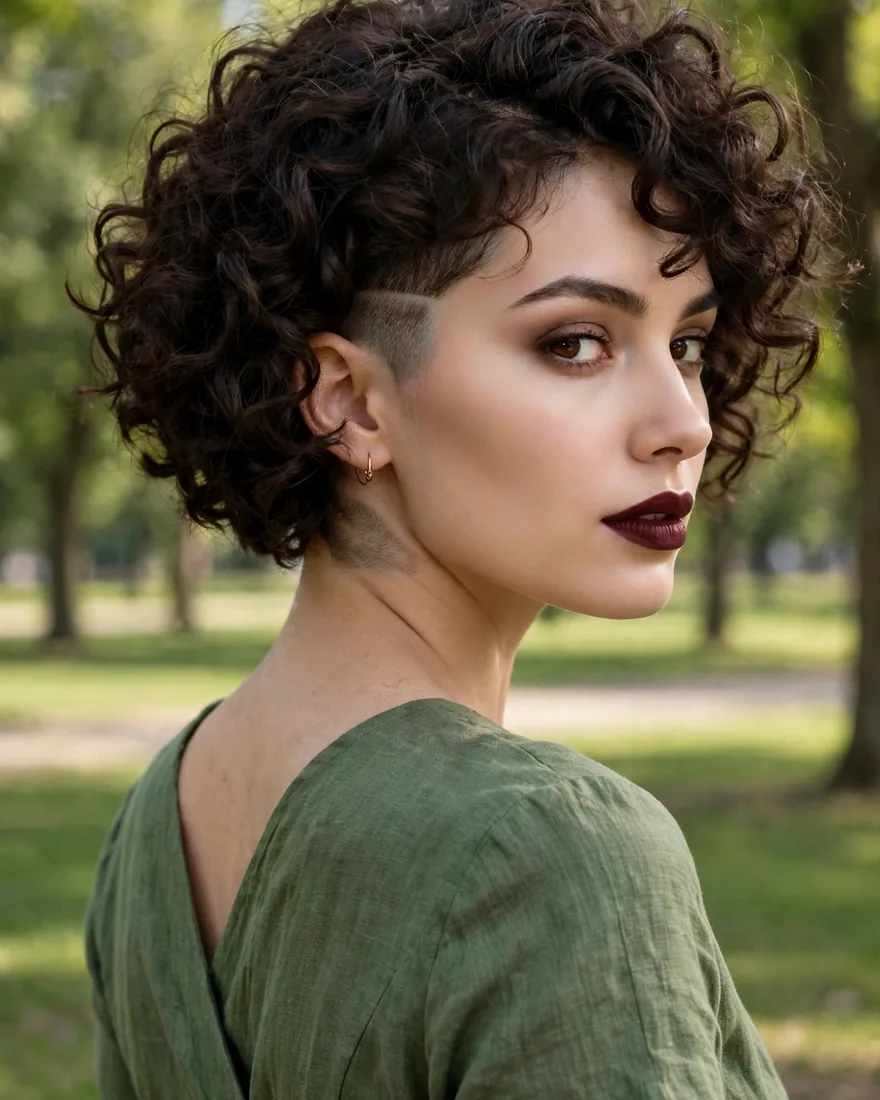 Curly Undercut Bob
