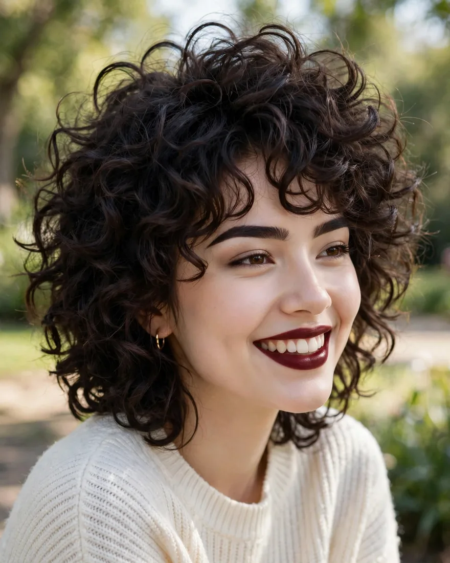 Curly wolf cut