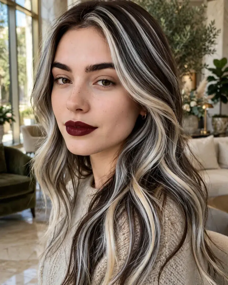 Dark Brown With Silver and Platinum