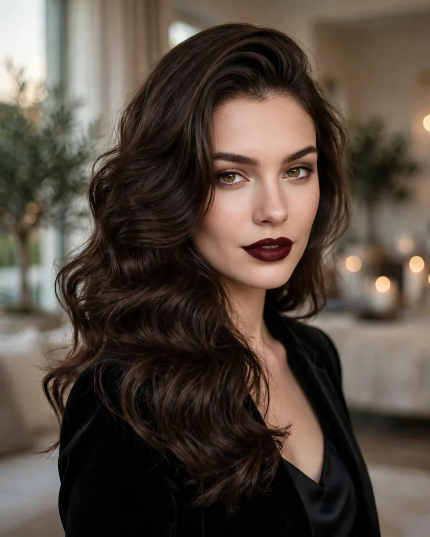 Deep Side Part With Brushed-Out Waves