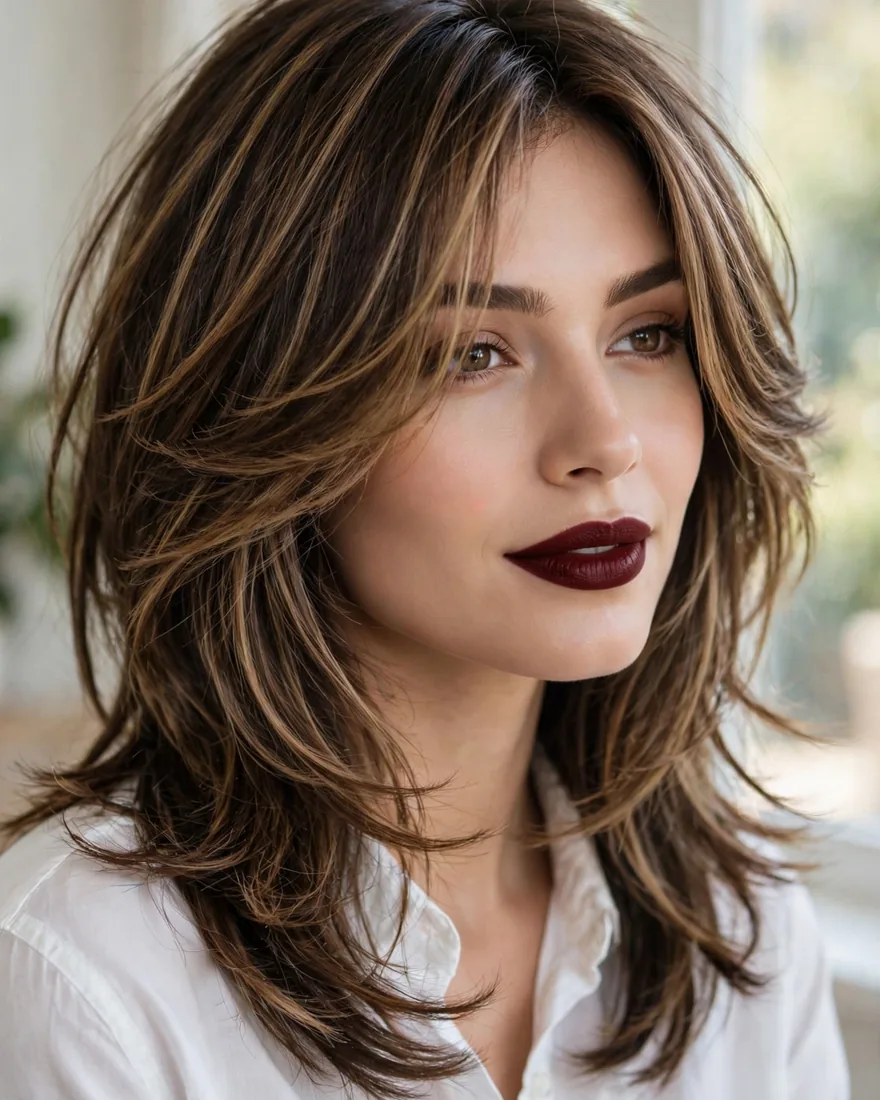 Dimensional Face-Framing Highlights With Layers