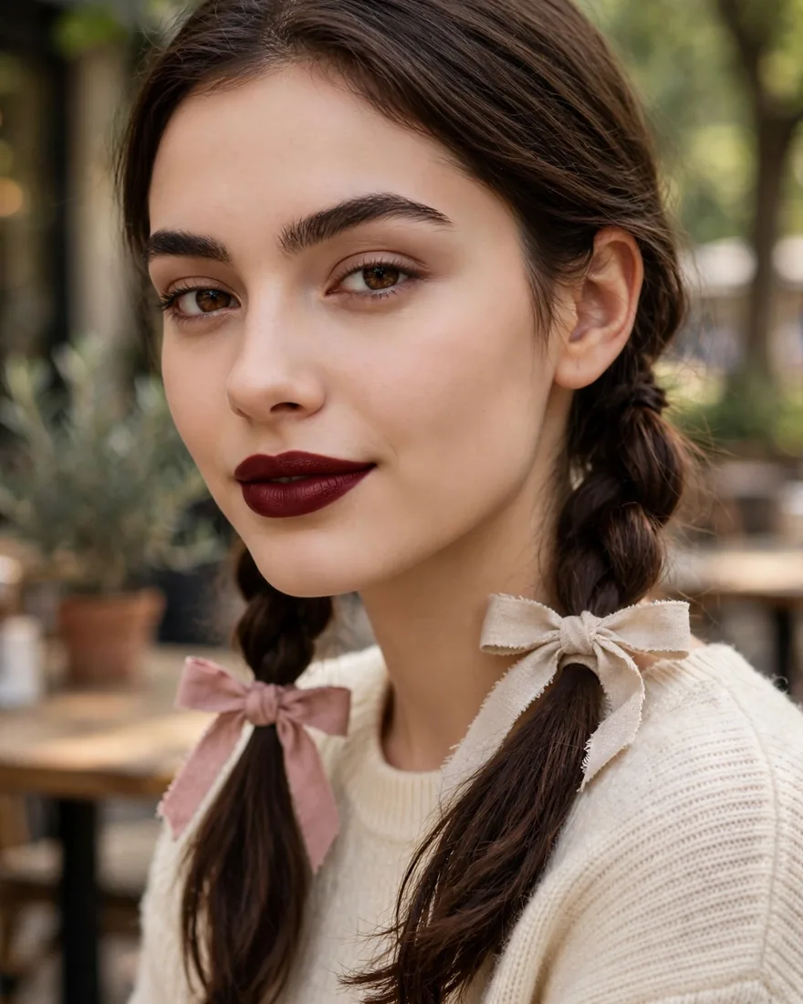 Ribbon-Tied Low Pigtails (5 min)