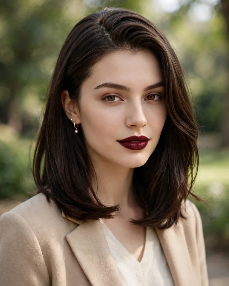 Espresso Brunette Midi Cut With Deep Side Part