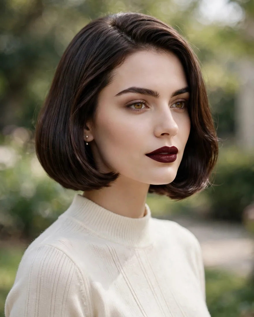 Glossy Brunette Old Money Bob