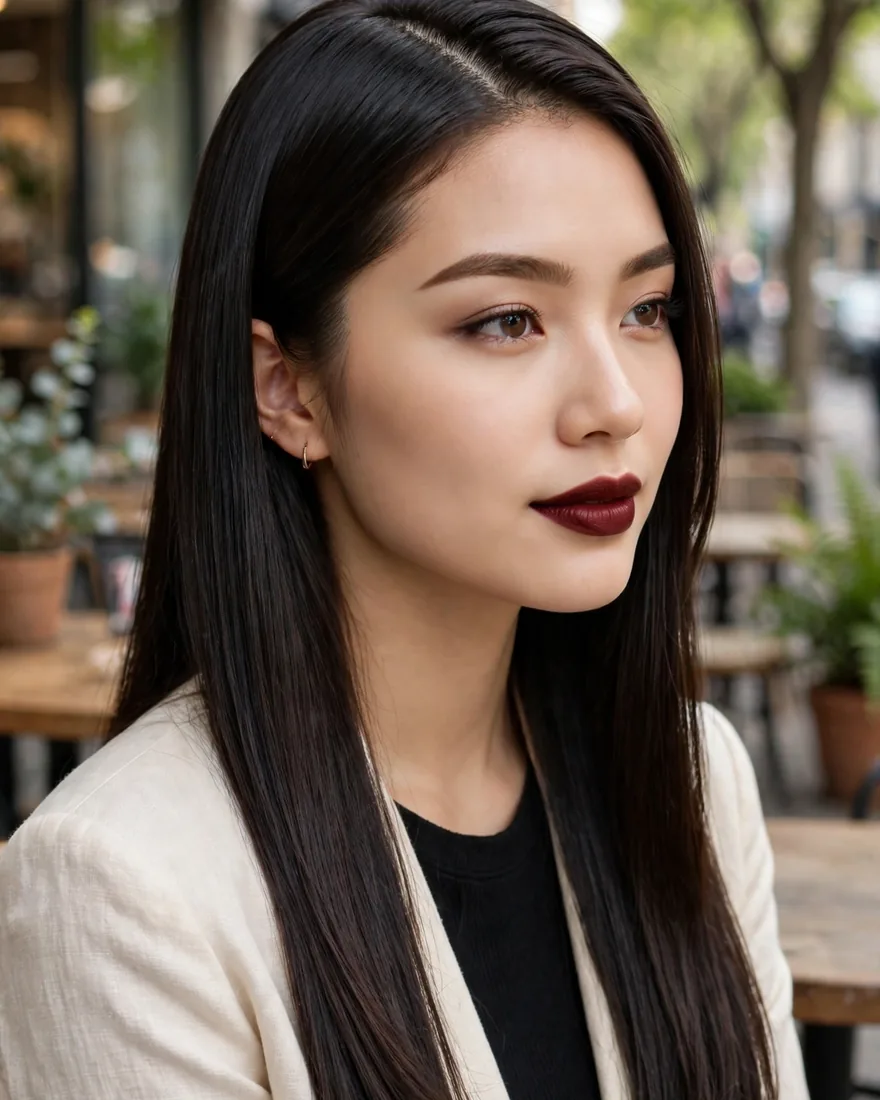 Silk-Pressed Straight With Side Part