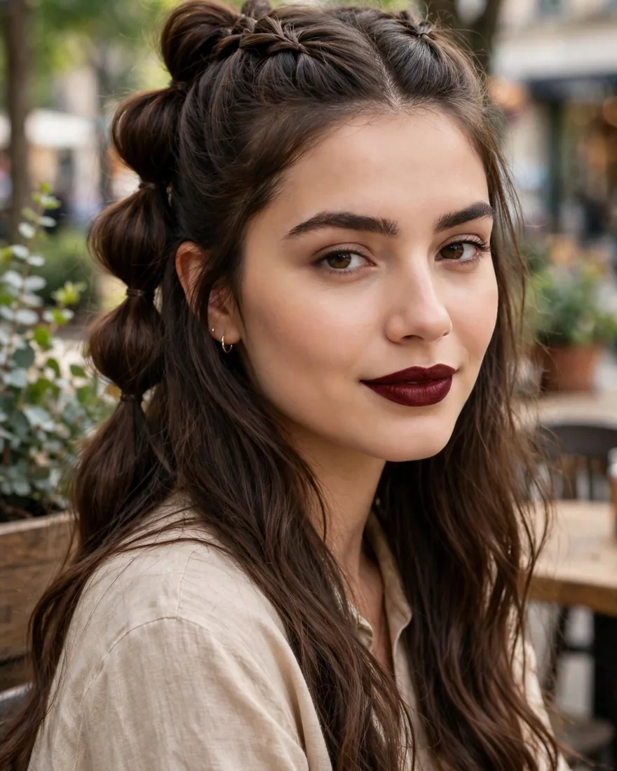 4. Half-Up Bubble Braid