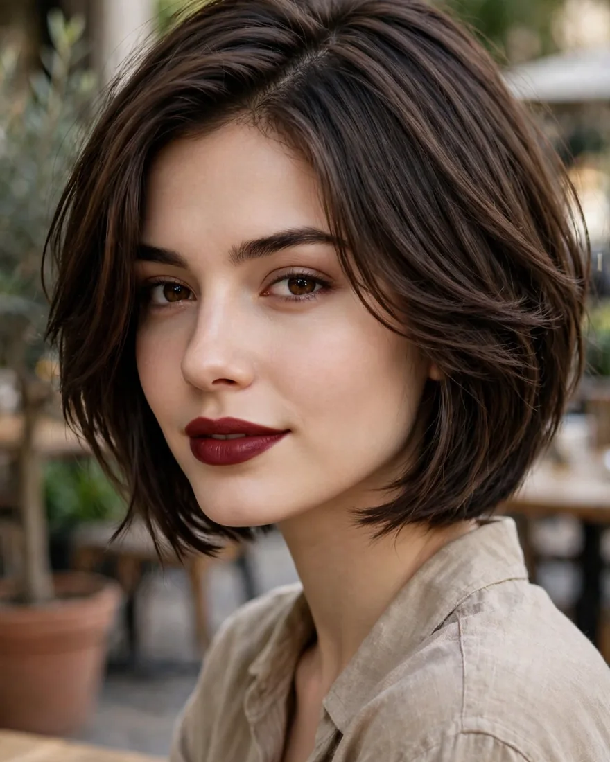 12. Layered Bob With Side Part