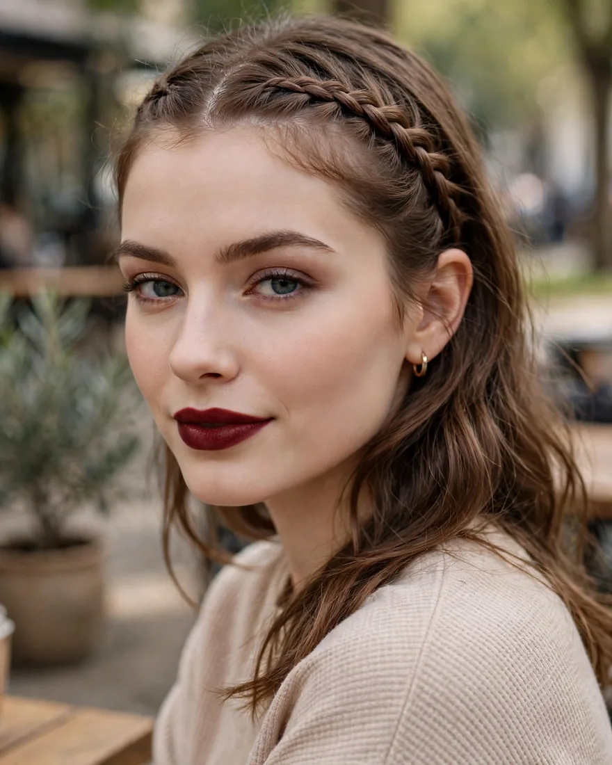 14. Mini French Braid Headband for Flyaways