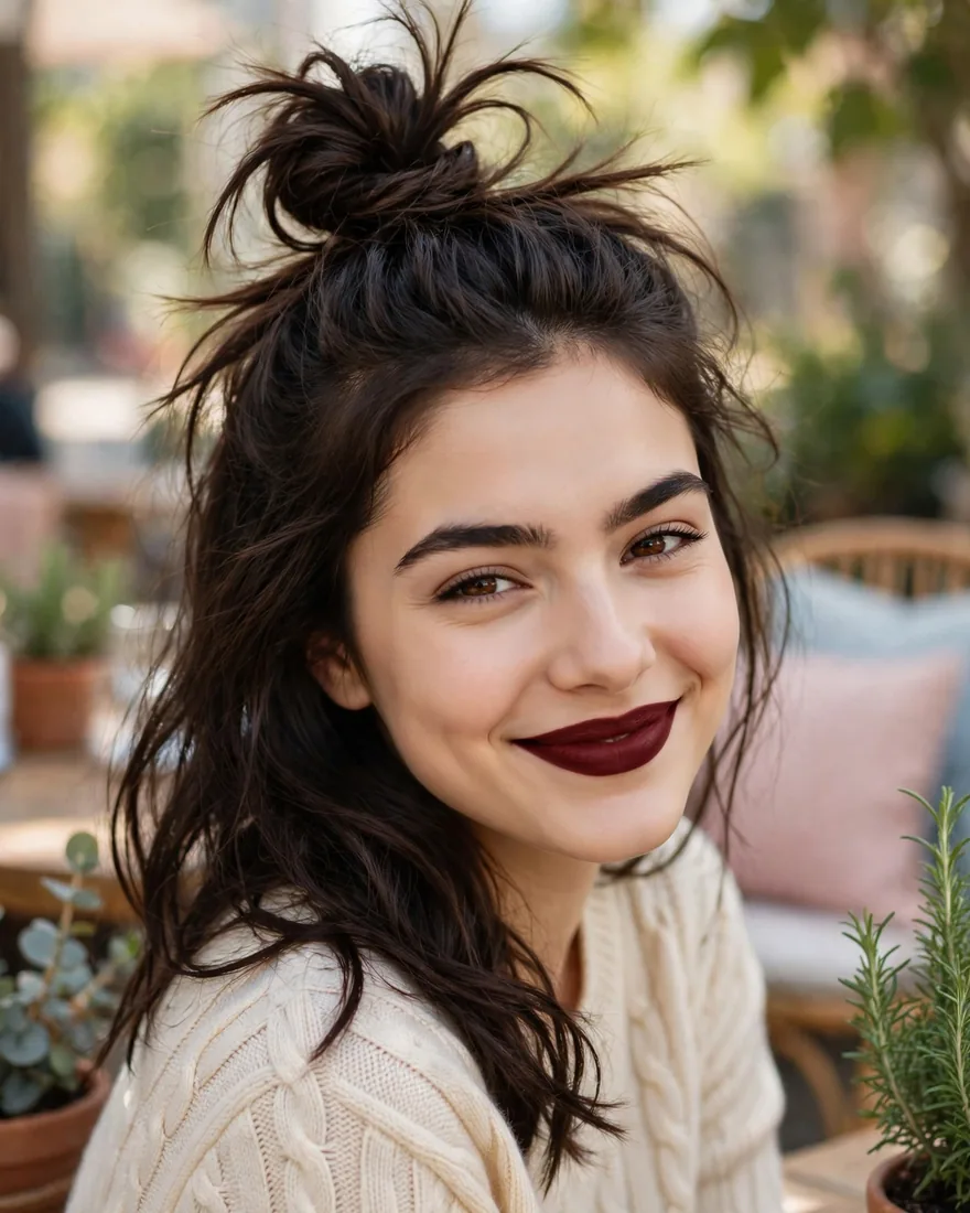 Half Up Top Knot Dark