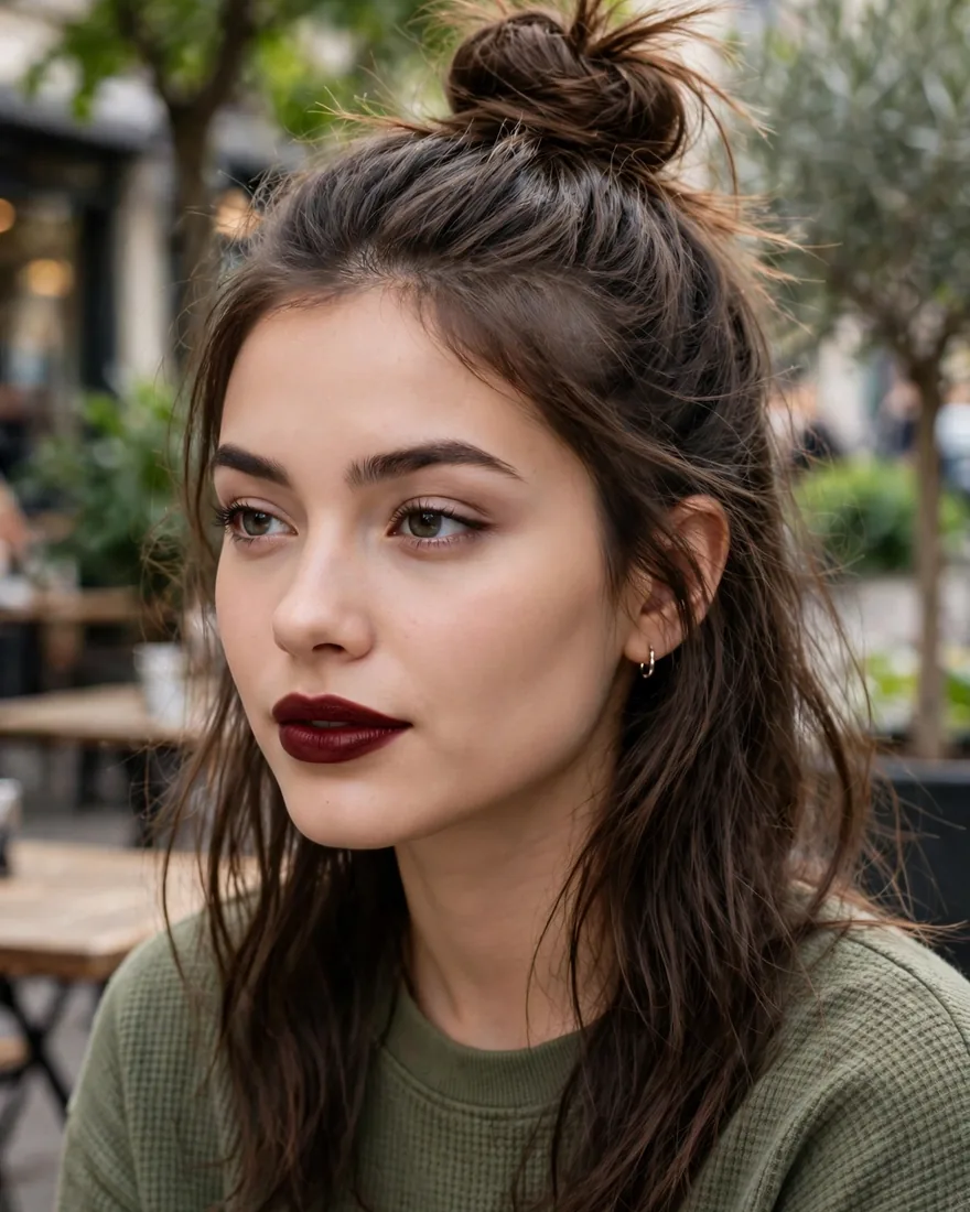 13. Half-Up Top Knot for Second-Day Hair