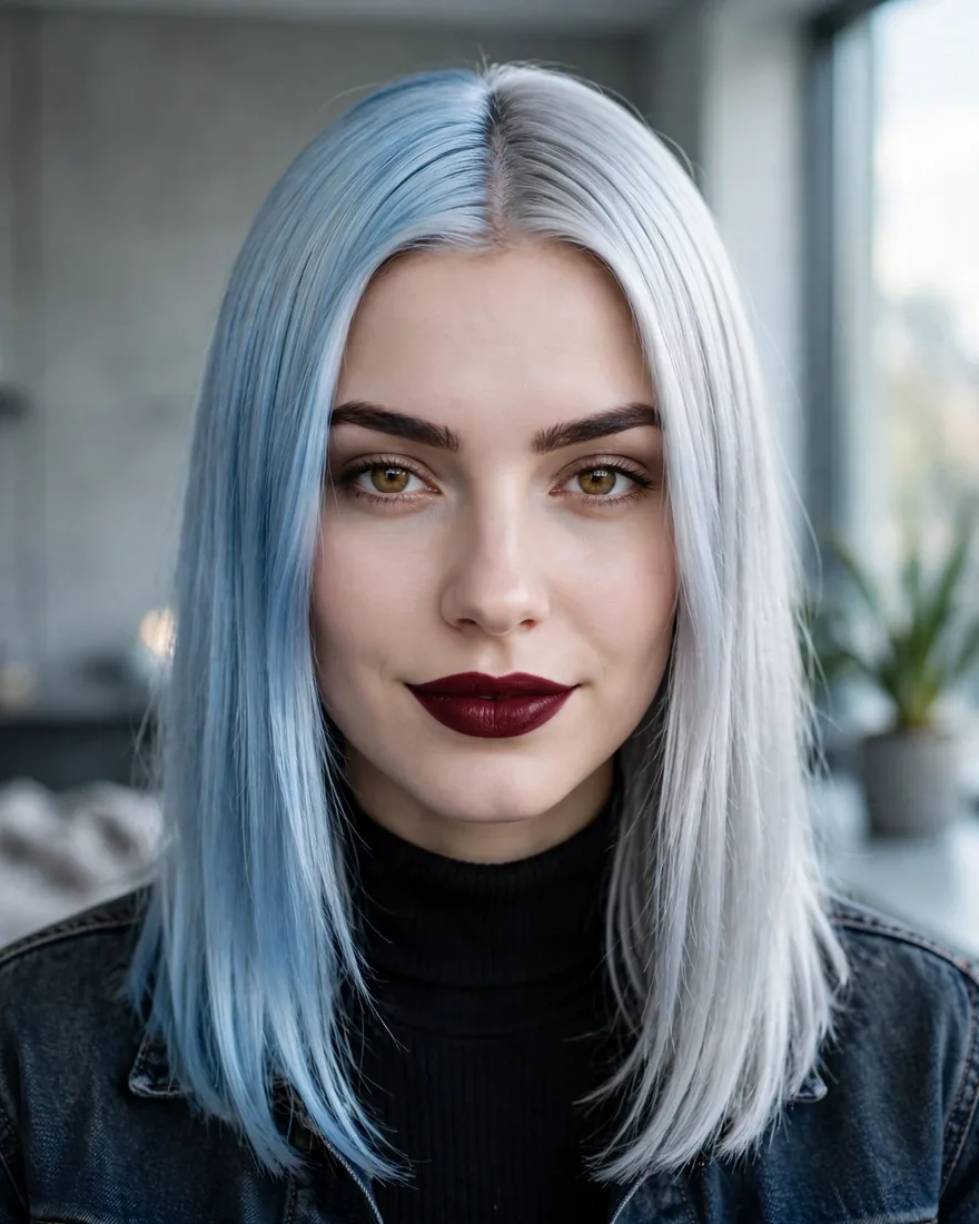Icy blue and silver gemini hairstyle