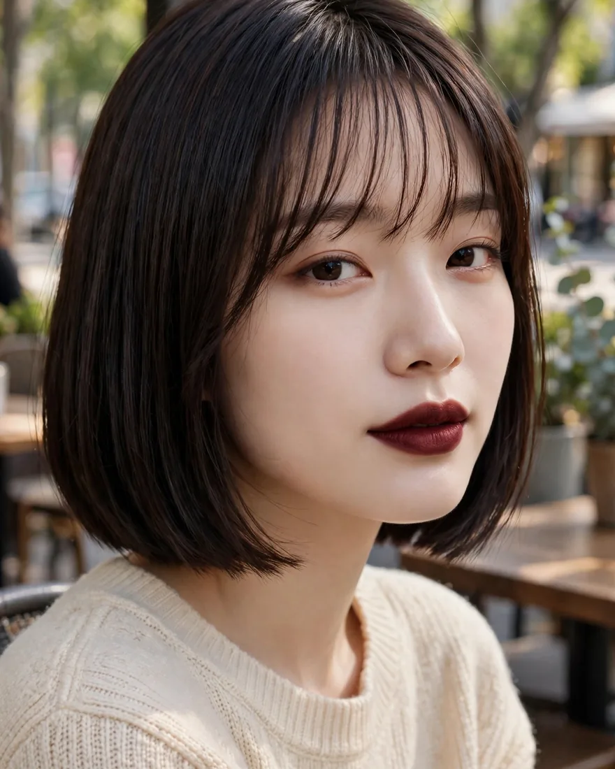 3. Blunt Bob With See-Through Bangs