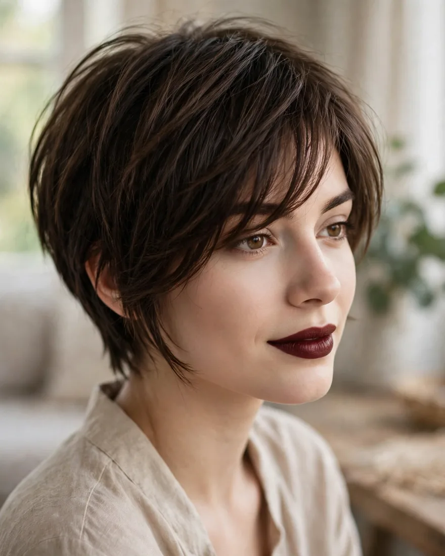 Layered Pixie Long Bangs